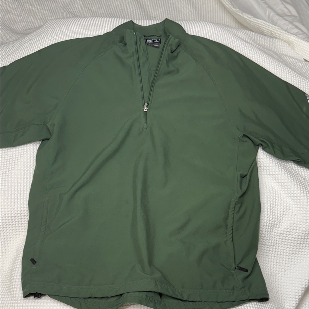 Adidas Men's Green Half-Zip Jacket - Large